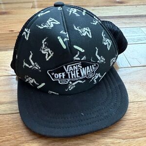 Vans Black Trucker Hat with Skater Design